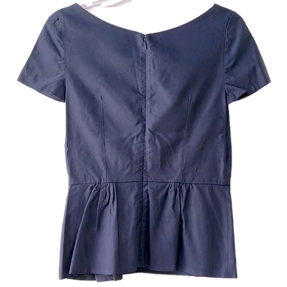 Prada Short Sleeve Peplum Top, Navy, EU 42/US 6 - Picture 7 of 10